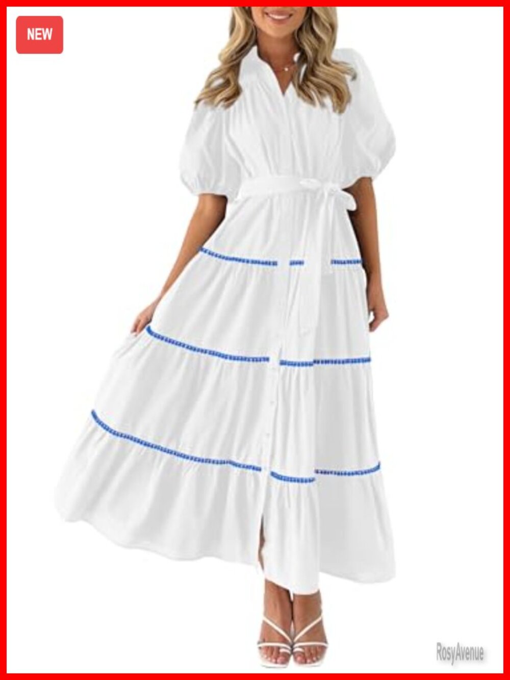 PRETTYGARDEN Women's Summer Tiered Maxi Shirt Dress with Pockets
